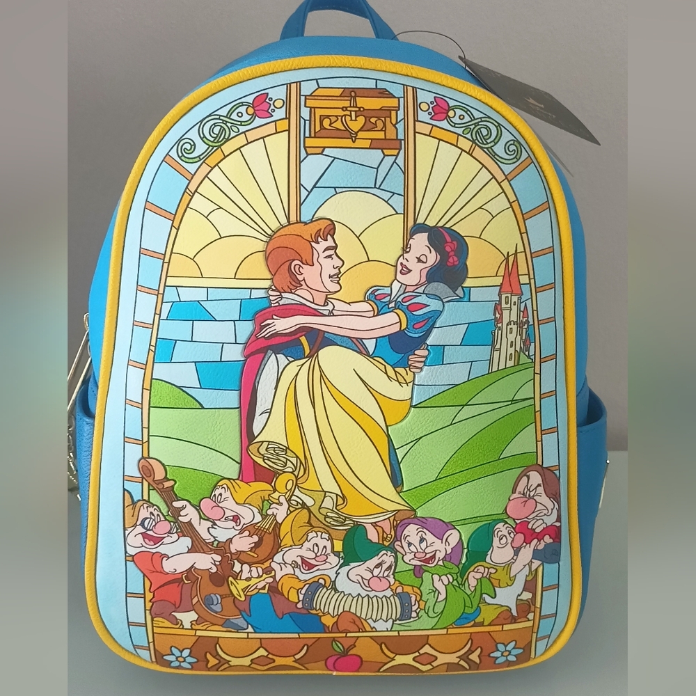 LOUNGEFLY SNOW WHITE STAINED GLASS MINI BACKPACK 